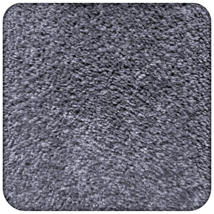 Close-up texture of gray plush carpet with soft, dense fibers and neutral tone