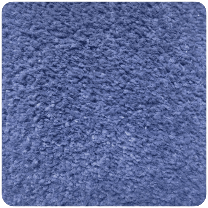 Close-up of blue textured carpet pile showing soft, plush fibers in detailed surface pattern.