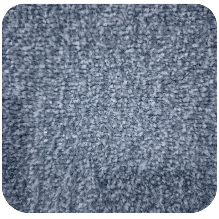 Close-up texture of gray carpet with dense pile fibers and woven pattern detail