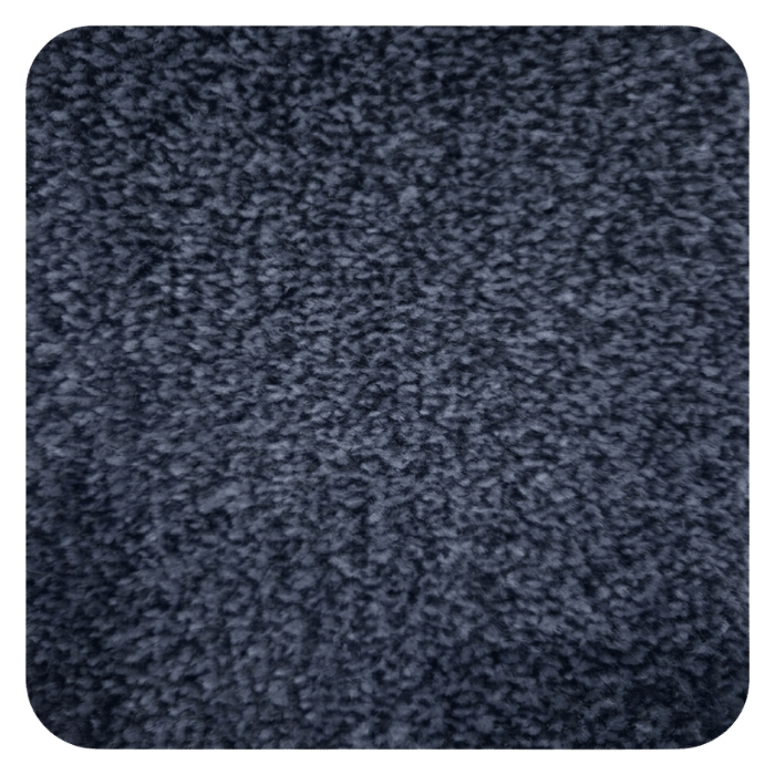 Close-up texture of dark blue-gray carpet or fabric material with woven fibers.