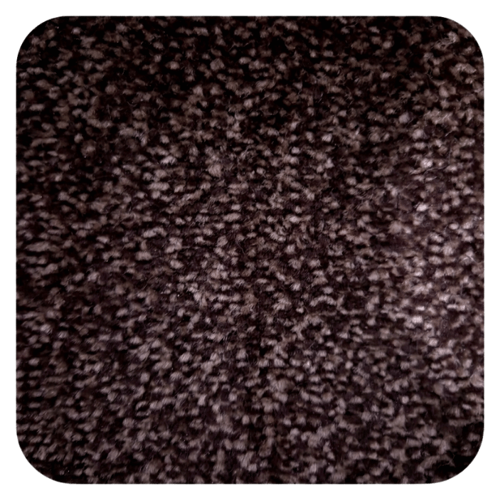 Close-up of dark charcoal gray textured carpet fibers showing woven pattern and depth